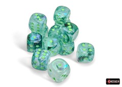 CHX27795 Borealis Kelp/light green Luminary 16mm d6 Dice Block (12 dice)